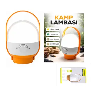 34 LED KAMP LAMBASI - FENER USB ŞARJLI AYARLANABİLİR IŞIK 4.8W - 2400mAh ST-5661