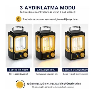SOLAR - GÜNEŞ ENERJİLİ USB ŞARJLI NOSTALJİ SOLAR LAMBA 1500mAh HS-234