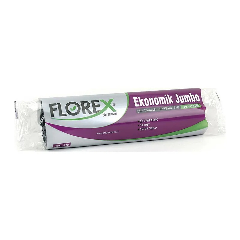 200 ADET FLOREX-513 EKO JUMBO 80X110CM ÇÖP TORBASI 20x10=200
