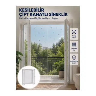 Kesilebilir Çift Kanatlı Pencere Sinekliği Dayanıklı File