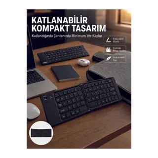 Kablosuz Katlanabilir Bluetooth Klavye Telefon Tablet Bilgisayar Uyumlu