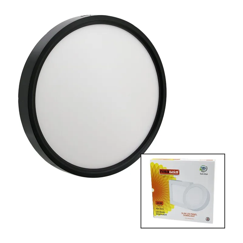Nisaluce EPL-24SÜ/S 24W Siyah Metal Kasa Sıva Üstü Yuvarlak Led Slim Panel 1680LM BEYAZ=6500K 30.000 Saat Ömür