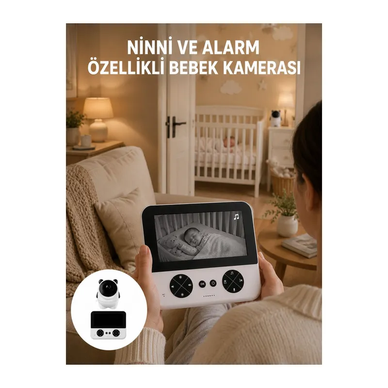 Uzaktan Kontrollü HD Bebek Kamerası Zoom ve Sıcaklık Sensörlü Yeni Nesil