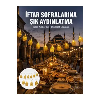 Dekoratif Ramazan LED Işık Pilli Cami Tasarımlı Zincir Aydınlatma Yeni Nesil