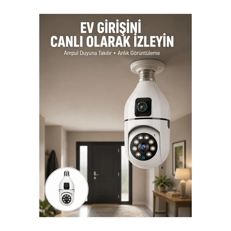 1080P WiFi Ampul Güvenlik Kamerası – Gece Görüş & Uzaktan Erişim Yeni Nesil
