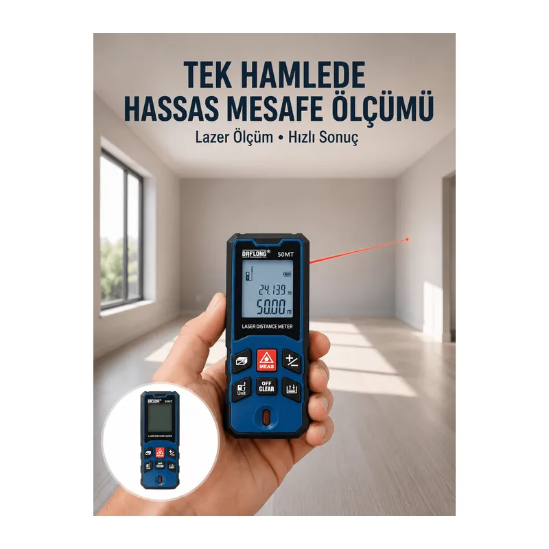 Lazer Metre 50 MT Hassas ve Hızlı Ölçüm Özellikli Yeni Nesil