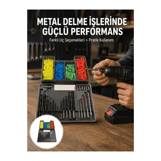 Kapsamlı Matkap Ucu Seti Organizer Kutulu Ahşap Metal Beton Delme Yeni Nesil