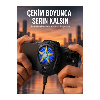 Oyunlar İçin Telefon Soğutucu – 65-85 mm Uyumlu, Dijital Ekranlı Yeni Nesil