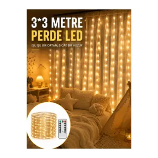 3x3 Metre Perde LED Işık – Parti ve Bahçe Dekorasyonu Yeni Nesil