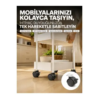 4’lü Kilitli Tekerlek Ayak 4 cm Sessiz ve Dayanıklı