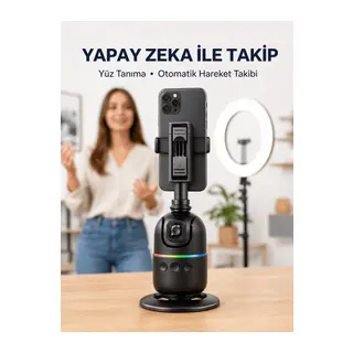 Telefon ve Kamera Uyumlu 360° Otomatik Takipli Akıllı Masa Tripodu Yeni Nesil