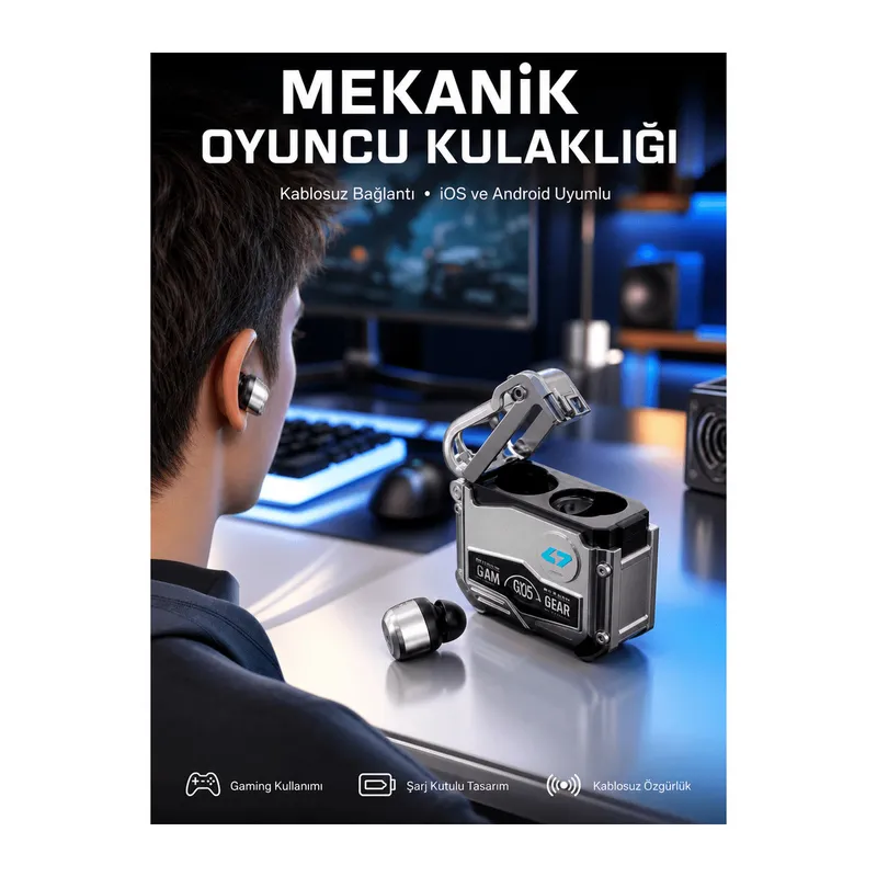Oyuncu Kulaklığı Yeni Mekanik Kablosuz Kulaklık İos Android Uyumlu Yeni Nesil