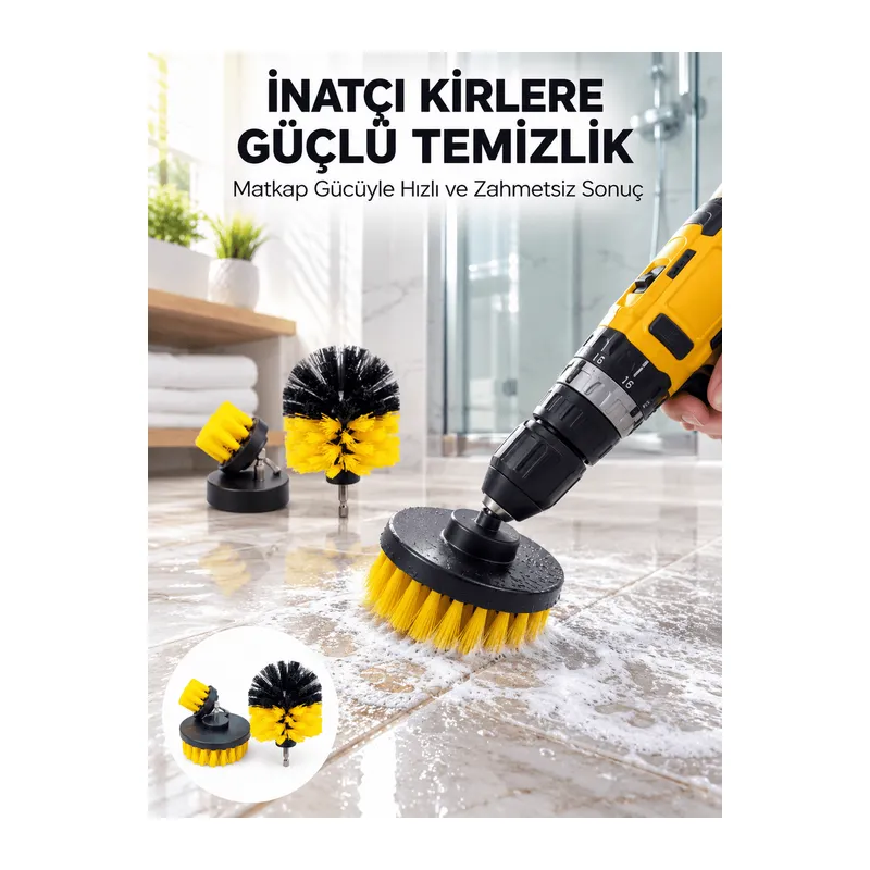 Yüksek Devirde Etkili Temizlik Sağlayan Matkap Ucu Fırça Seti