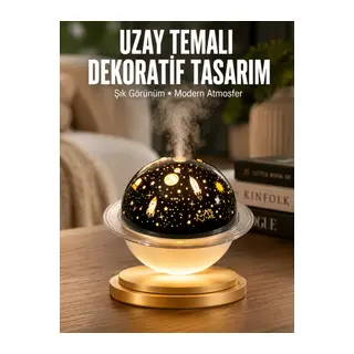 Aromaterapi Hava Nemlendirici Gece Lambası Uzay Model Satürn Oda Kokusu