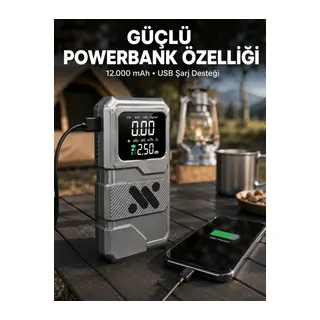 LED Işıklı Akü Takviye ve Lastik Şişirme Cihazı