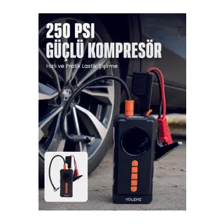 Dijital Araç Kompresörü 4 Fonksiyonlu Akü Takviye Lastik Şişirme Powerbank ve LED El Feneri