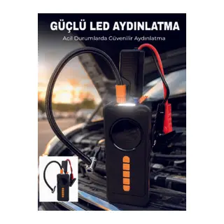 Dijital Lastik Şişirme Kompresörü Akü Takviye Powerbank LED Aydınlatmalı Acil Durum Cihazı
