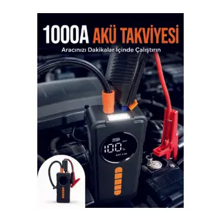 Taşınabilir Araç Acil Durum Cihazı 1000A Akü Takviye Hava Kompresörü Dijital Lastik Şişirme Pompası