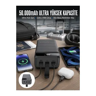 Powerbank Çoklu Şarj Girişi 50.000 Mah Taşınabilir Dijital Göstergeli (Kopya)