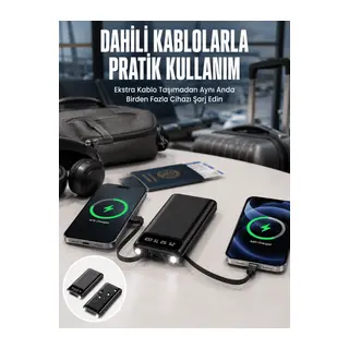 20.000 Mah Led Işıklı LCD Ekran USB Girişli Type-C Lightning Powerbank Yeni Nesil