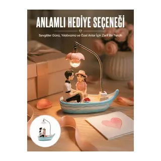 Oturan Çift Figürlü LED Masa Lambası Romantik Hediye Yeni Nesil