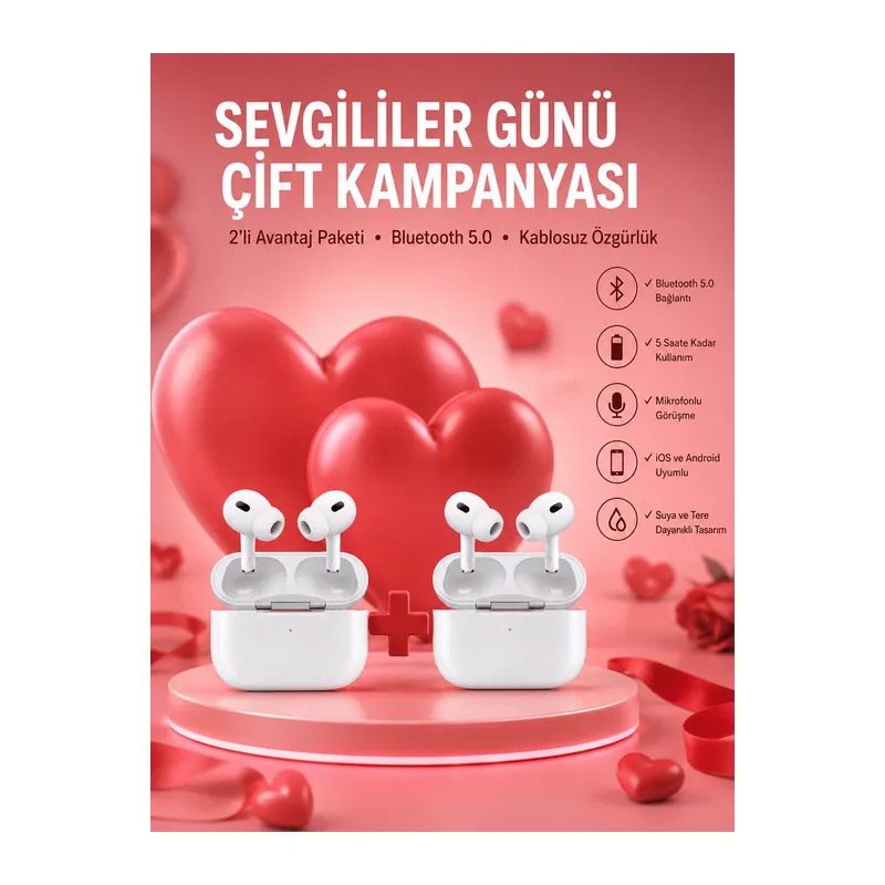 Sevgiliye Hediye Çift Kulaklığı Yeni Nesil Pro Kulaklık Sevgililer Gününe Özel Kampanya