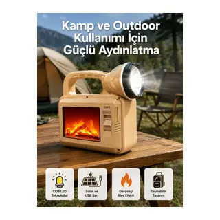 Alev Efektli Güneş Enerjili Lamba – Su Geçirmez