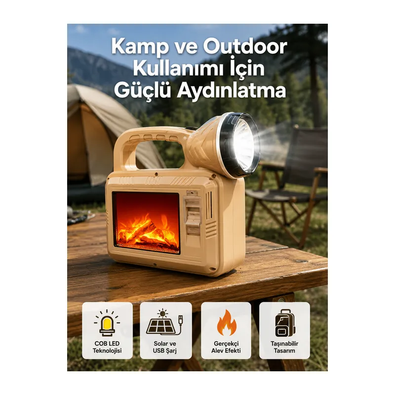 Alev Efektli Güneş Enerjili Lamba – Su Geçirmez