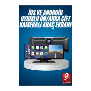 4K Ultra Araç İçi Ön ve Arka Kameralı Ekran HD 2 Kameralı Torpido Üstü Araç Multimedya