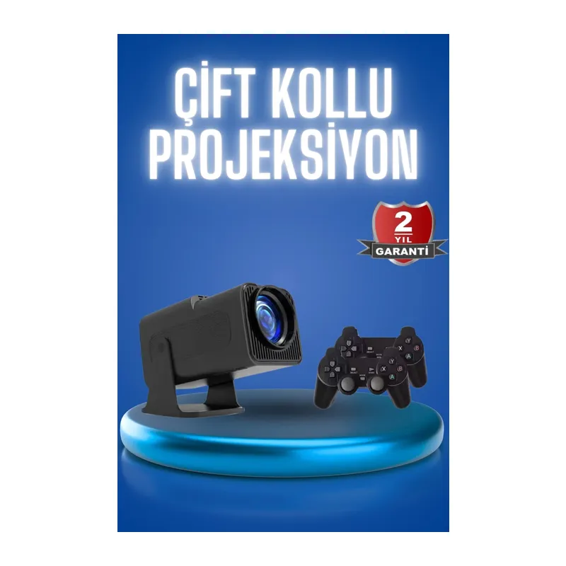 Android Projeksiyon Siyah Taşınabilir Sinema Projektörü 4k 1080p Ev Sineması Bluetooth