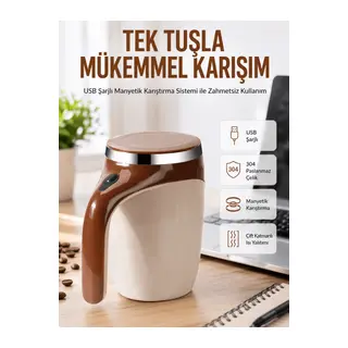 USB Şarjlı Elektrikli Karıştırıcı Kupa – Sıcak & Soğuk İçecekler için
