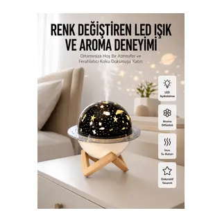 Hava Nemlendirici Led Işıklı Gece Lambası Yıldız Görünümlü Renk Değiştiren