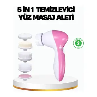 5’i 1 Arada Yüz Temizleme Cihazı – Masaj, Fırça, Peeling ve Krem Uygulama Aparatlı