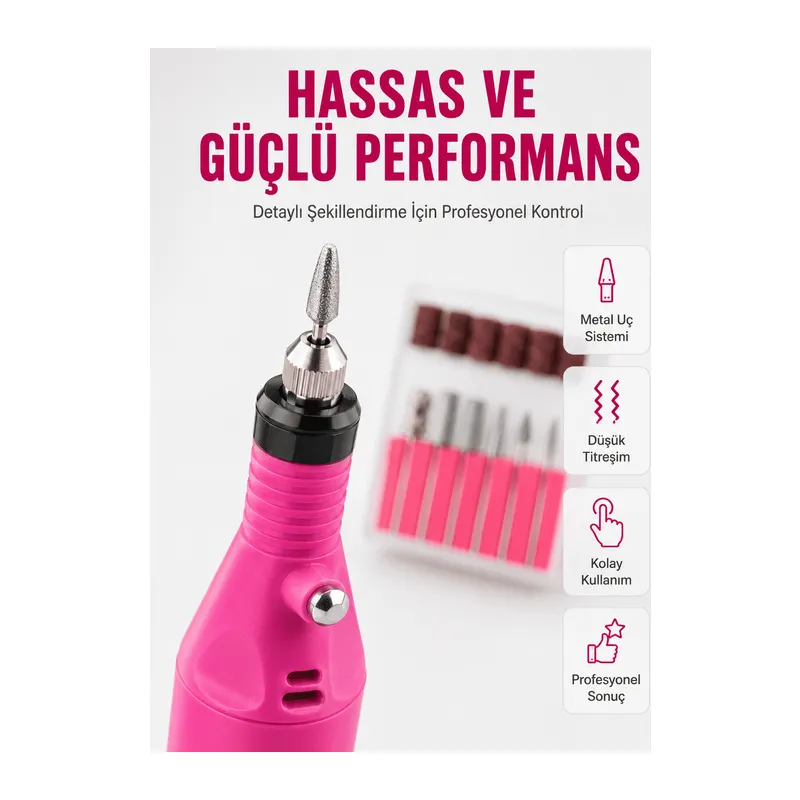 Elektrikli Manikür Pedikür Törpü Seti 6 Başlıklı Yeni Nesil