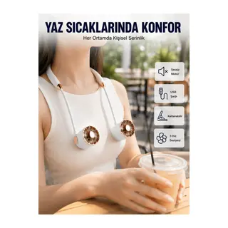 Boyun Askılı Katlanabilir Fan 1000 mAh USB Şarjlı Taşınabilir