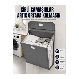 Banyo ve Çamaşır Odası İçin Duvara Asılan Katlanabilir Çamaşır Sepeti