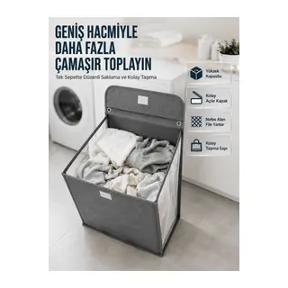 Modern Tasarımlı Duvara Monte Kirli Çamaşır Sepeti Pratik Saklama Çözümü