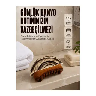 Masaj Fırçası Vücut Temizleme Fırçası Ahşap Desenli Yumuşak Kıllı Banyo Fırçası