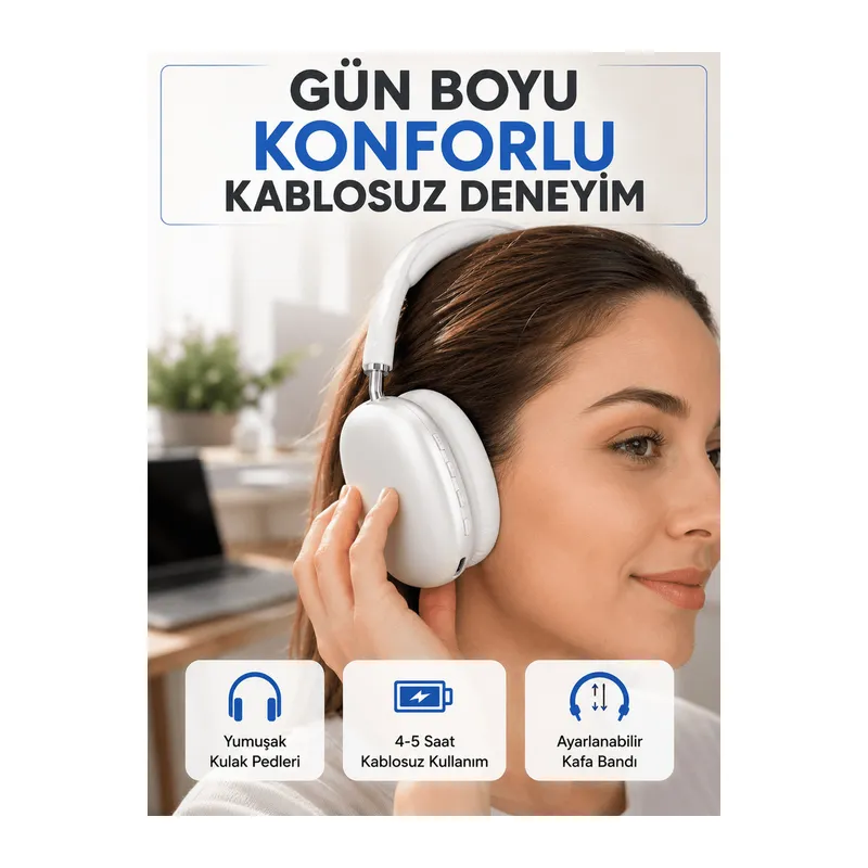 Gürültü Azaltmalı Bluetooth Kulaklık | 5 Saat Kesintisiz Müzik Yeni Nesil