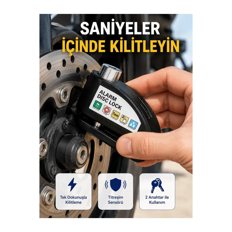 110 dB Alarm Disk Kilidi Motosiklet Scooter Bisiklet Güvenlik Yeni Nesil