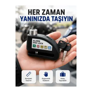 Çelik Gövdeli Alarm Disk Kilidi Motosiklet ve Bisiklet İçin Güvenlik Yeni Nesil
