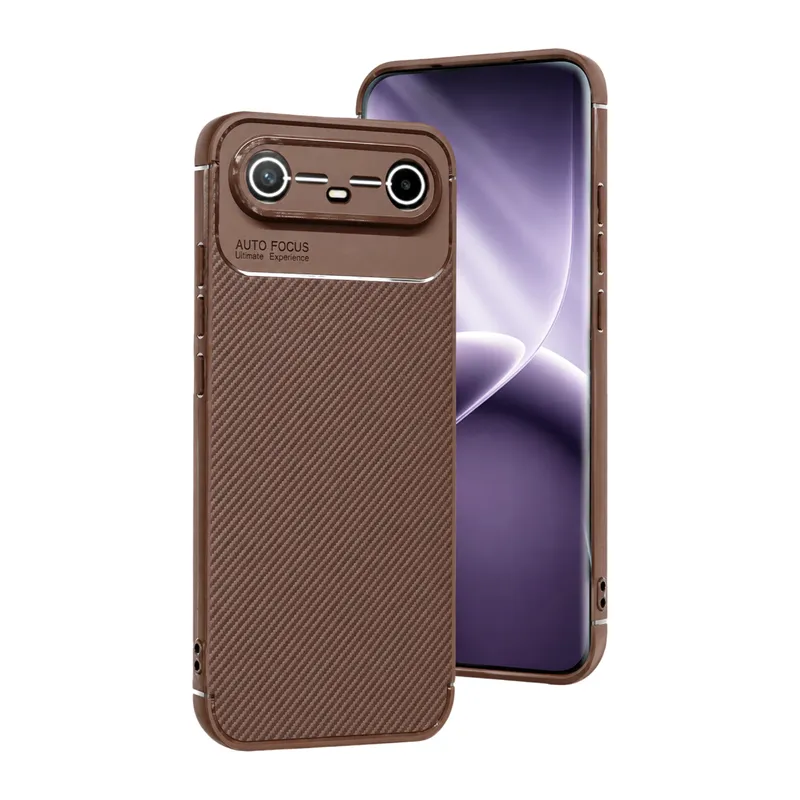 Tecno Spark Slim 5G Auto Focus Karbon Kapak - Kahverengi