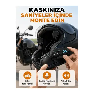 BT22 Kask İçi Bluetooth Kulaklık Hızlı Eşleşme ve Gürültü Önleyici Mikrofon Yeni Nesil