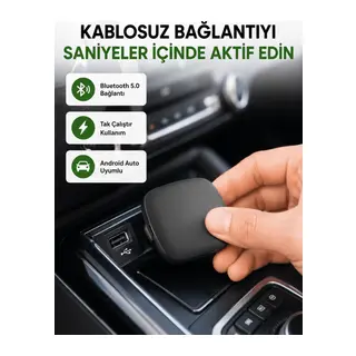 Android Auto Kablosuz Adaptör Bluetooth 5.0 ve 5.8GHz WiFi Destekli Yeni Nesil
