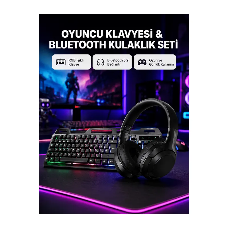 HN01 Kulaklık + PG-8018 Oyuncu Klavyesi Set