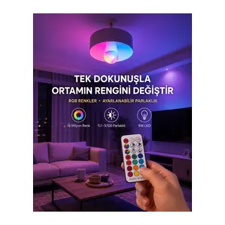 Kumanda Destekli Çok Renkli Akıllı LED Ampul Yeni Nesil