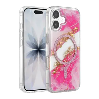 Onegif Apple iPhone 17 Lotus Simli Magsafe Kapak - Pembe