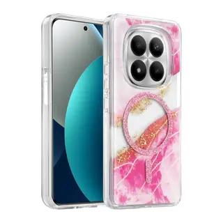Onegif Xiaomi Redmi Note 15 Pro 5G Lotus Simli Magsafe Kapak - Pembe