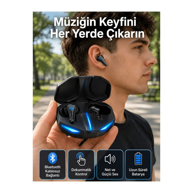 Wireless Gaming Kulaklık Mikrofonlu Bluetooth Oyuncu Kulaklığı