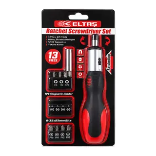 13PCS Silikon Sap - Cr-v Cırcırlı Tornavida Bits Seti 3 Kademe - Çift Yönlü - Manyetik Uç Tutucu